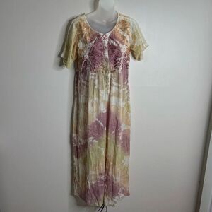 Passports Pier One Imports Vintage Tie Dye Jumpsuit wide leg medium 90s boho